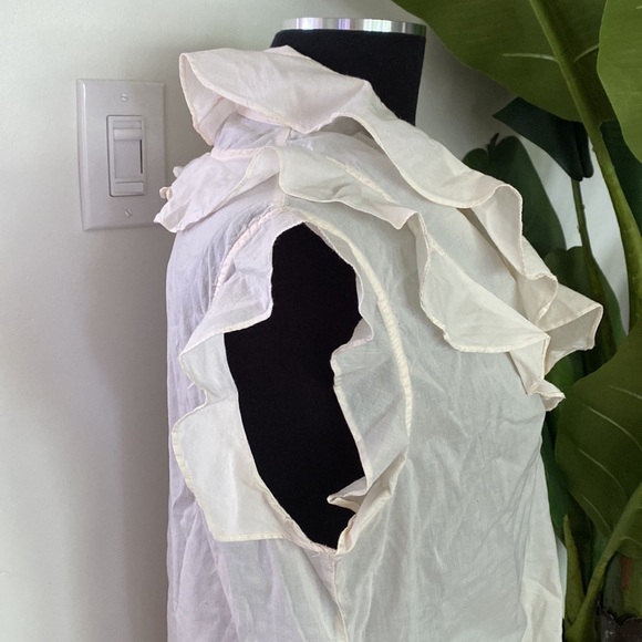 French Connection Ivory Blouse with Ruffles - Picture 4 of 7